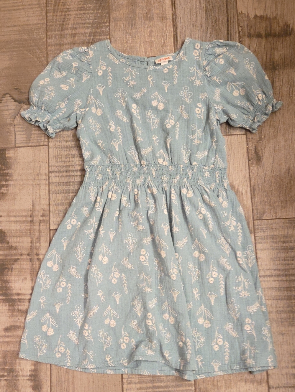Cat & Jack Light Blue Floral Puff Sleeve Dress